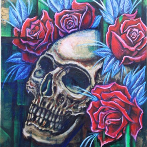 Skull and Flowers Canvas